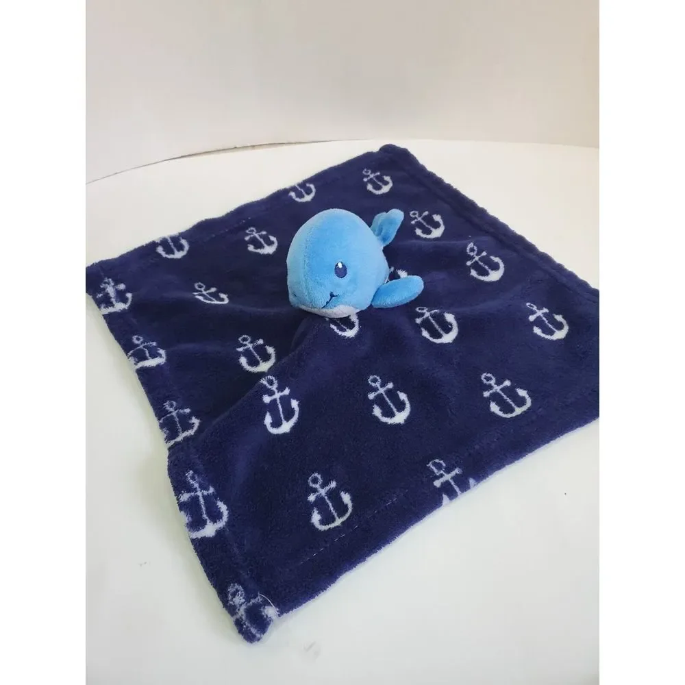 HB‎ Hudson Blue Whale Anchors Lovey Security Baby Blanket Plush Blankie Soft